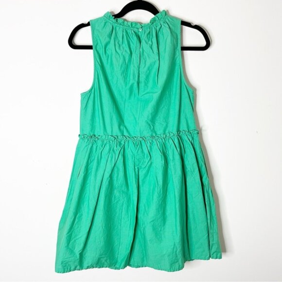 Mango Babydoll Mini Dress Gathered Ruffle Detail Cotton Green Size XS - Picture 8 of 16